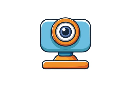 Playful and colorful webcam icons in cartoon style, representing virtual meetings, online calls, and communication technology vector