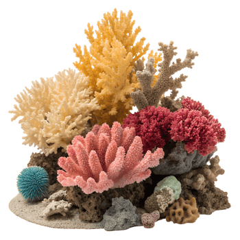 Variety of corals isolated on a transparent background png