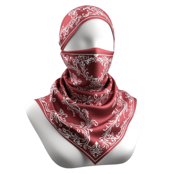 Stylish Red Scarf with White Floral Patterns on Transparent Background png