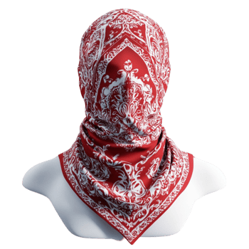 Elegant Red Scarf with White Designs on Transparent Background png