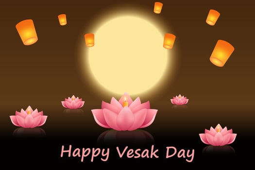 Creative Vesak Day concept for card or banner. Festive art, wishing a happy Vesak day. vector