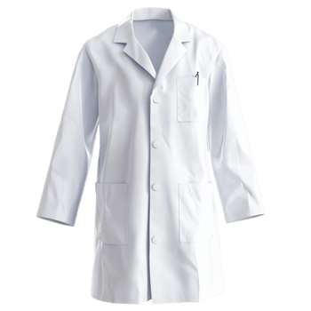 Stylish White Lab Coat with Front Storage on Transparent Background png