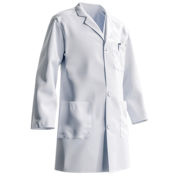 Professional White Lab Coat with Front Pockets on Transparent Background png