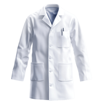 White Lab Coat with Pockets on the Front on Transparent Background png