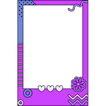 A purple frame with hearts and flowers png