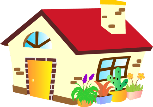 cute house filled with plants png