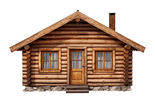 Log Cabin Wood House Isolated on Transparent Background png