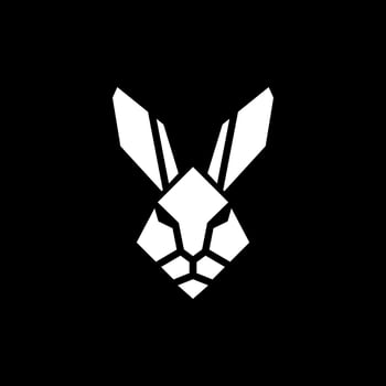 Rabbit head simple geometric logo high tech simple path long wide ears animal mammal jumping vector