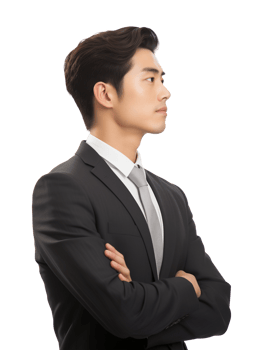 Asian Korean Businessman Side View Isolated on Transparent Background png