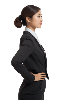 Asian Businesswoman Akimbo Side View Isolated on Transparent Background png