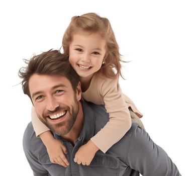 Daughter and Father Piggy Back Ride Isolated on Transparent Background png