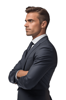 Businessman Side View Crossed Arms Isolated on Transparent Background png