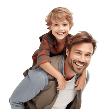 Piggy Back Ride Father and Son Isolated on Transparent Background png