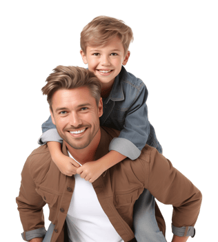 Happy Father and Son Piggy Back Ride Isolated on Transparent Background png