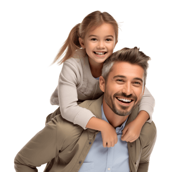 Piggy Back Ride Father and Daughter Isolated on Transparent Background png