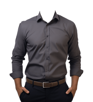 Dark Gray Long Sleeves Attire Mockup for Portrait ID Passport Isolated on Transparent Background png