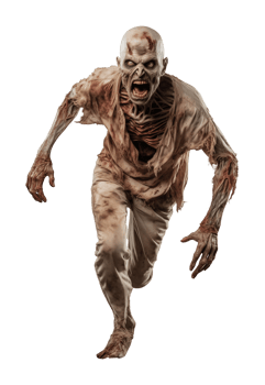 Angry Zombie Running Front View Isolated on Transparent Background png