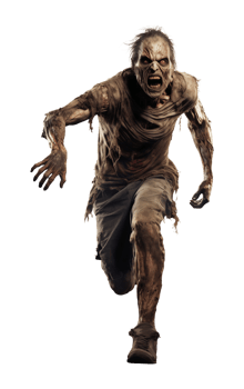 Scary Zombie Running Front View Isolated on Transparent Background png