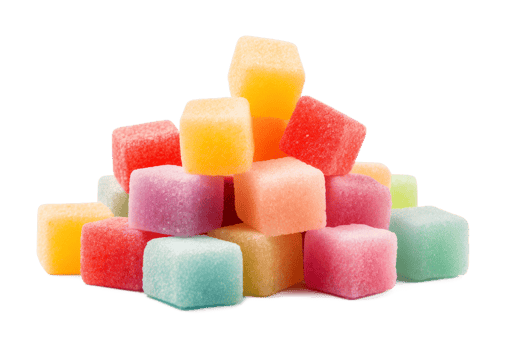 Sugar Coated Gummy Cube Pile Isolated on Transparent Background png