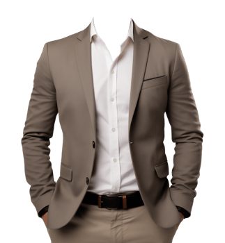 Brown Casual Businessman Attire Mockup for Portrait ID Passport Isolated on Transparent Background png