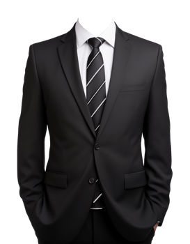 Black Suit Businessman Attire Mockup for Portrait ID Passport Isolated on Transparent Background png