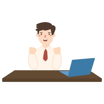 Happy Muslim Student Using Laptop vector