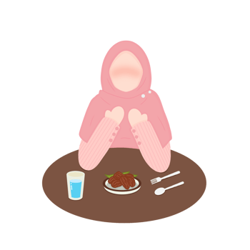 A young Muslim girl is breaking her fast with a date and a glass of water png