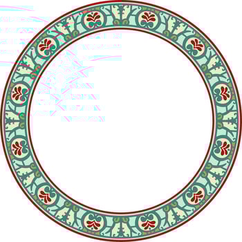 round colored border, frame, Pompeii ring. Circle Neopolitan ornament. Art of Ancient Rome vector