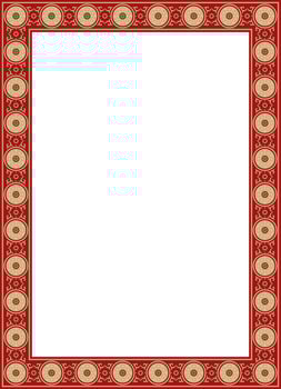 square gold with red ancient Russian ornament. Slavic rectangle, border, frame vector