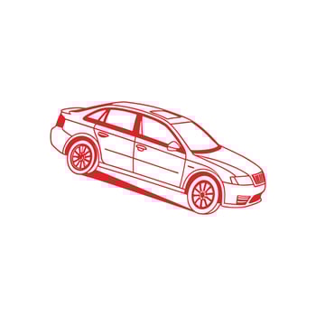A car is drawn in red on a white background vector