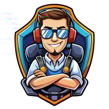 a cartoon man wearing headphones and sunglasses vector
