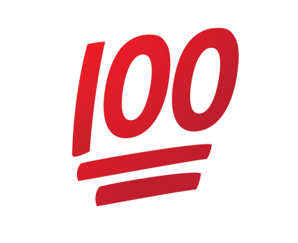 Red number one hundred perfect icon, written in red png