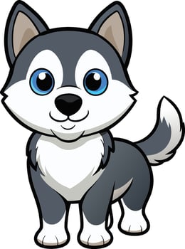 Adorable Husky Puppy Cartoon Illustration vector