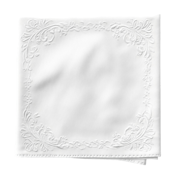 A white handkerchief with a floral design png
