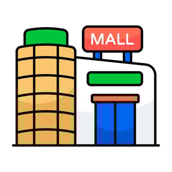 A colored design icon of shopping mall vector