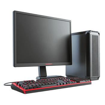 A computer with a keyboard and monitor png