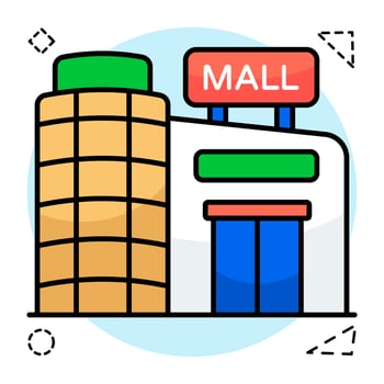 A colored design icon of shopping mall vector