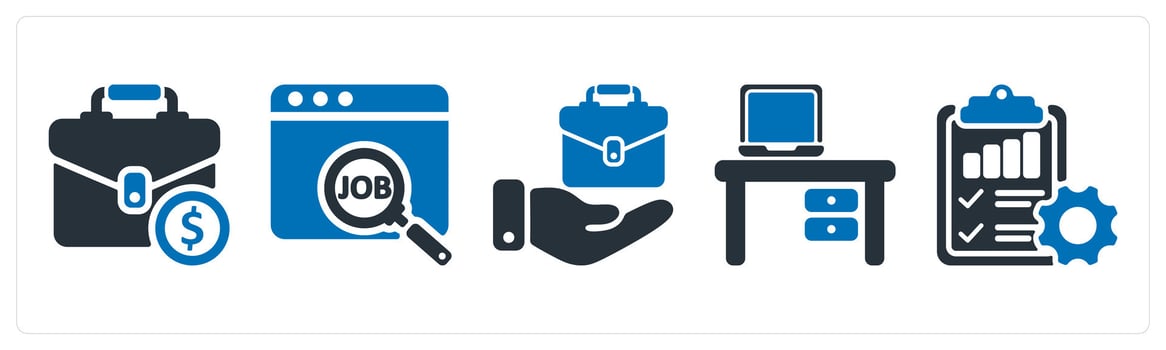 A set of 5 business icons as work, job, employement vector