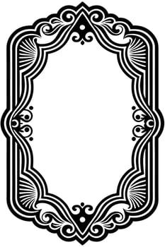 a black and white ornate frame with a white border vector