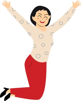 Cute Girl Jumping with Happiness vector