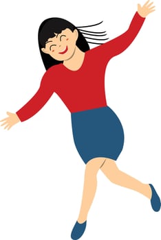 Young Girl Jumping with Red Clothes vector