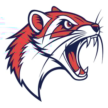 the head of a red, white and blue raccoon vector