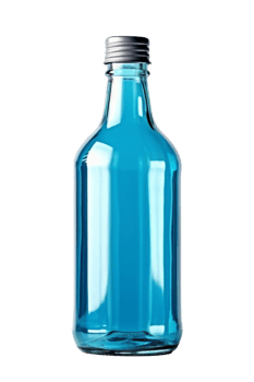 Blue glass bottle with cork. png
