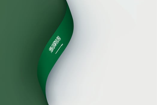 Saudi Arabia flag on Waving ribbon vector