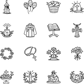 Collection of Christianity Doodle Icons vector