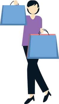 Beauty Women Holding Shopping Bag vector