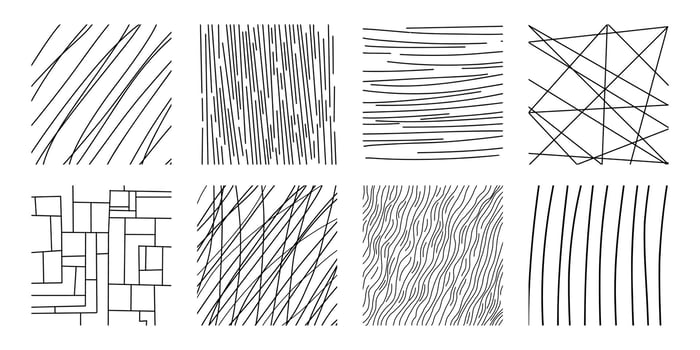 Set abstract pattern of black lines on a white background. Hand drawn illustration. lines different lengths and randomly spaced, Background abstract vector