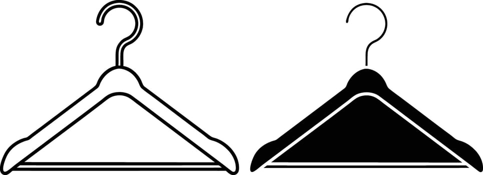 Wooden Clothes Hangers, Line Art, Black, White, Fashion, Apparel, Closet, Wardrobe, Retail, Style vector