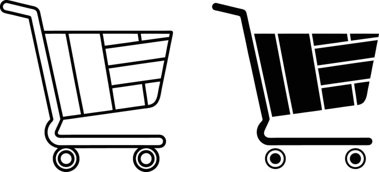 Shopping Cart Icons Outline and Filled, Retail, Ecommerce, Buy, Supermarket vector