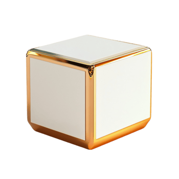 A white and gold cube with a gold trim png